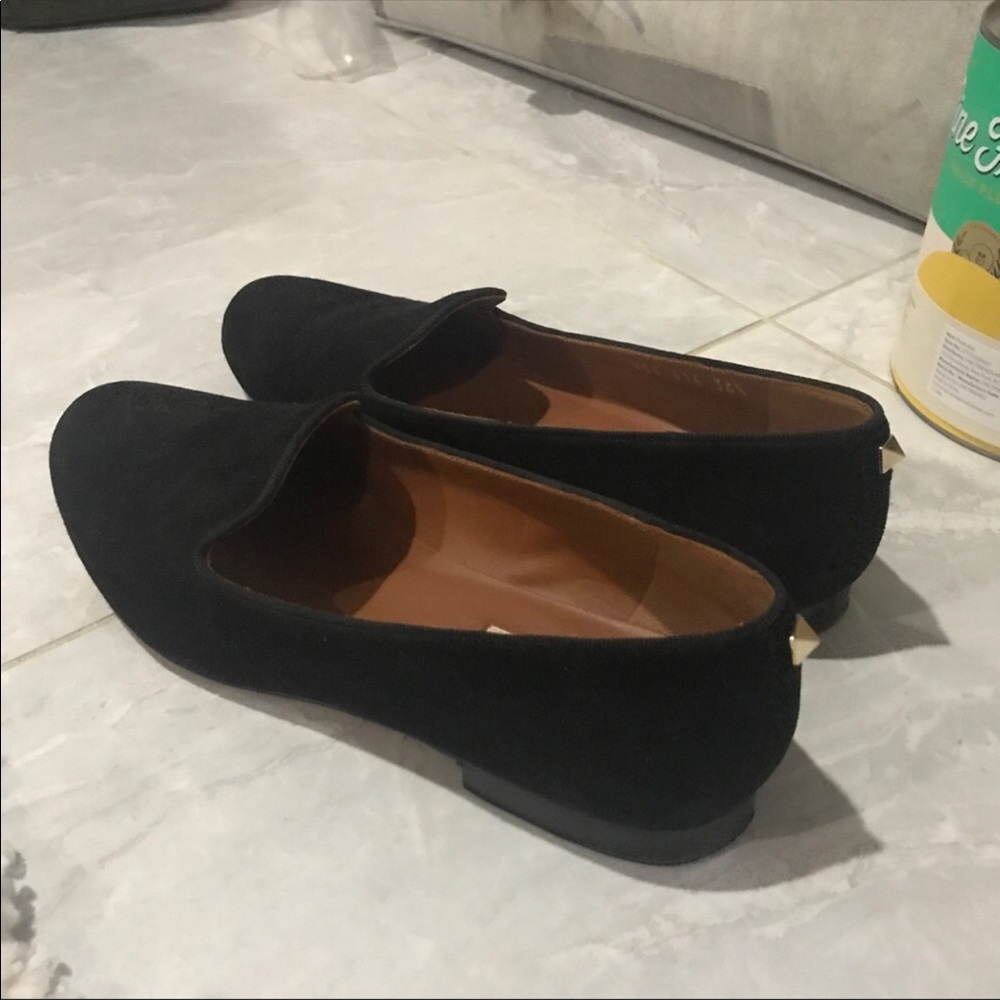 Valentino loafers black suede with gold rock stud